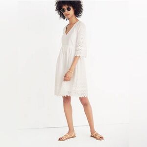 NWT Madewell Eyelet lattice dress Sz 2 white chalk